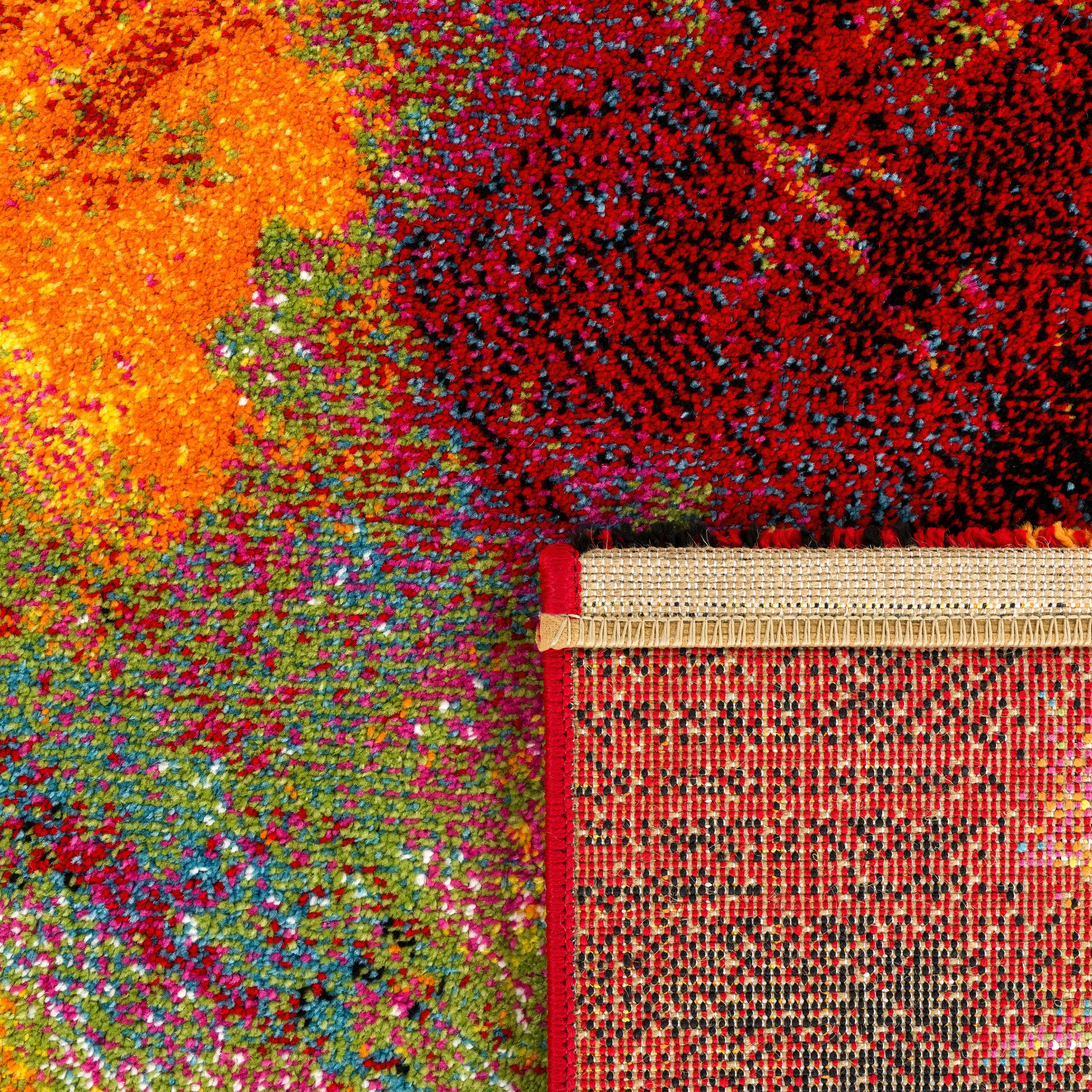 Colorful Area Rug Canvas Artful Design - Multicolor